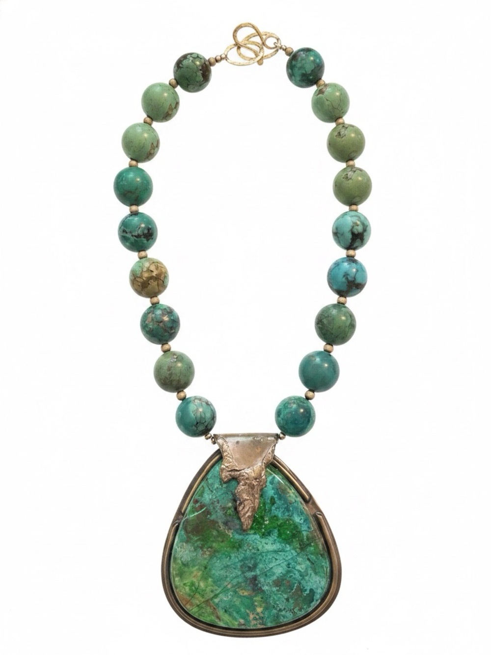 Marv Dahmen  Turquoise Beaded Pendant Statement Piece Signed 222gms